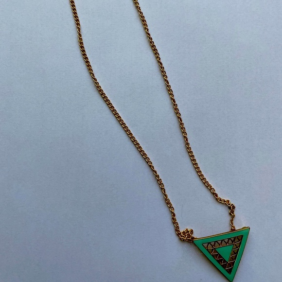 3/$10 MIX AND MATCH JEWERY BUNDLE AQUA AND GOLD TRIANGLE PENDANT NECKLACE - Picture 3 of 6